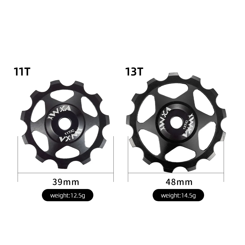 VXM 1Pcs MTB Ceramics Bearing Jockey Wheel CNC 7075 Aluminum Alloy Rear Derailleur 11T 13T Guide Road Bike Steel Pulley