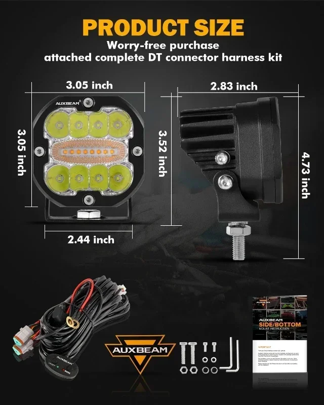 3Inch 6 Modes 96W LED Square Pod Light with Memory Function Waterproof Fog Driving Work Light For Offroad Truck SUV ATV UTV Boat