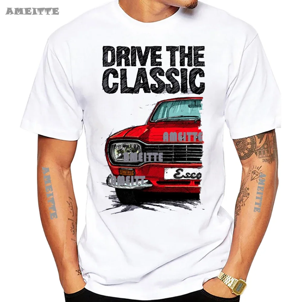 New Summer Men Short Sleeve Drive Classic Escort Mk1 Mexico Sport Car Vintage T-Shirt Cool Boy White Tees Mans Tops