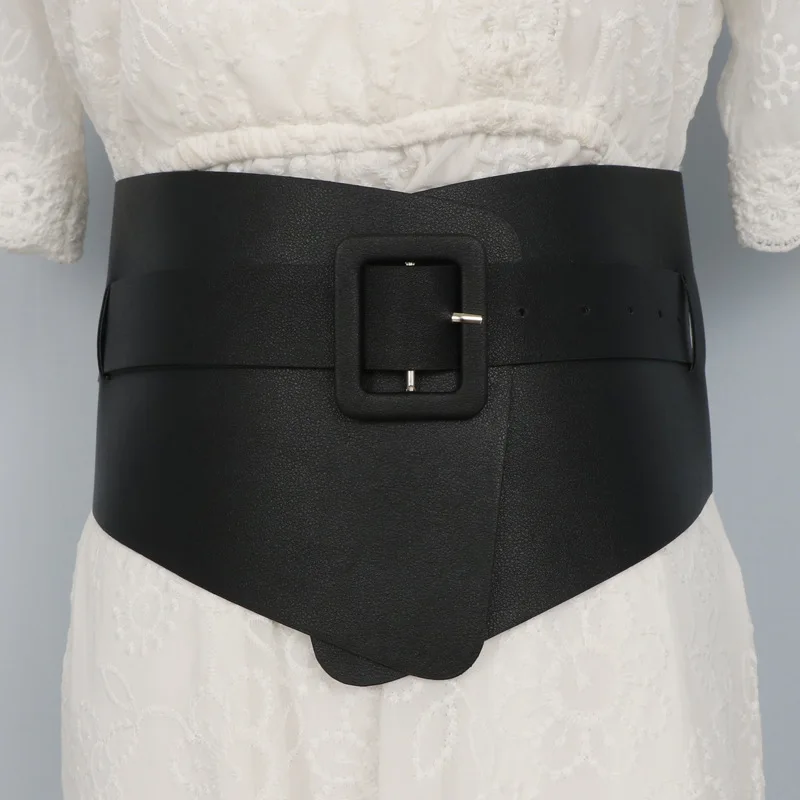 ผู้หญิงวินเทจหนัง PU รัดตัวหญิงคัมเมอร์บันด์โค้ตเข็มขัดชุดตกแต่งเข็มขัดกว้าง J1541