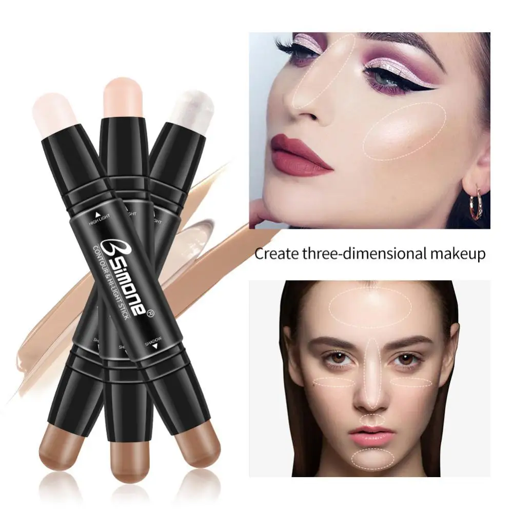 Dubbele Kop V Gezicht Contour Stok Hoge Lichte Schaduw Concealer Pen Bronze Waterdicht En Transpiratie Langdurige Make-Up