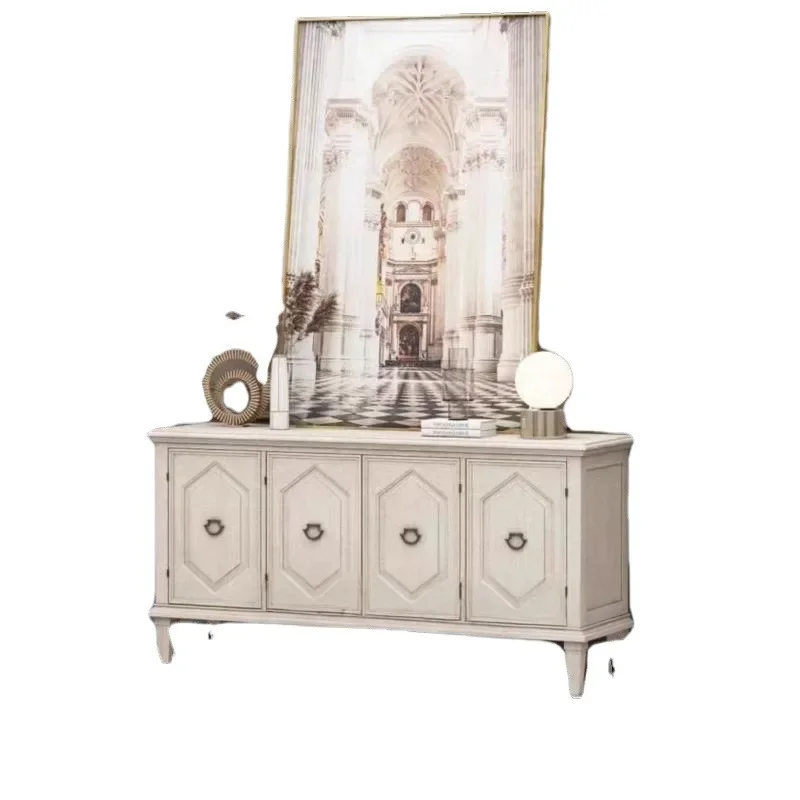 

Nordic country solid wood bedroom TV cabinet living room porch cabinet North American queen series retro old locker