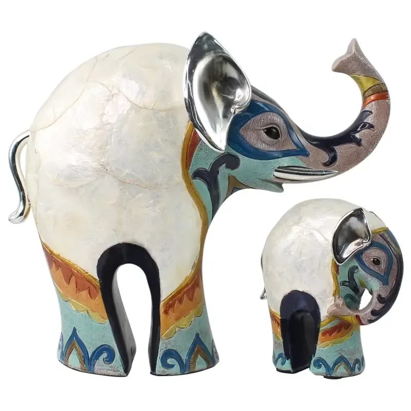 Home Decoration Light Luxury Style Resin Elephant Decoration Hand Painted Craft Elephant Statue Home Decoration Home