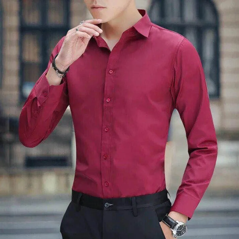 

Fashion Lapel Solid Color Long Sleeve Shirts Men's Clothing 2023 Summer New Casual Tops All-match Shirt