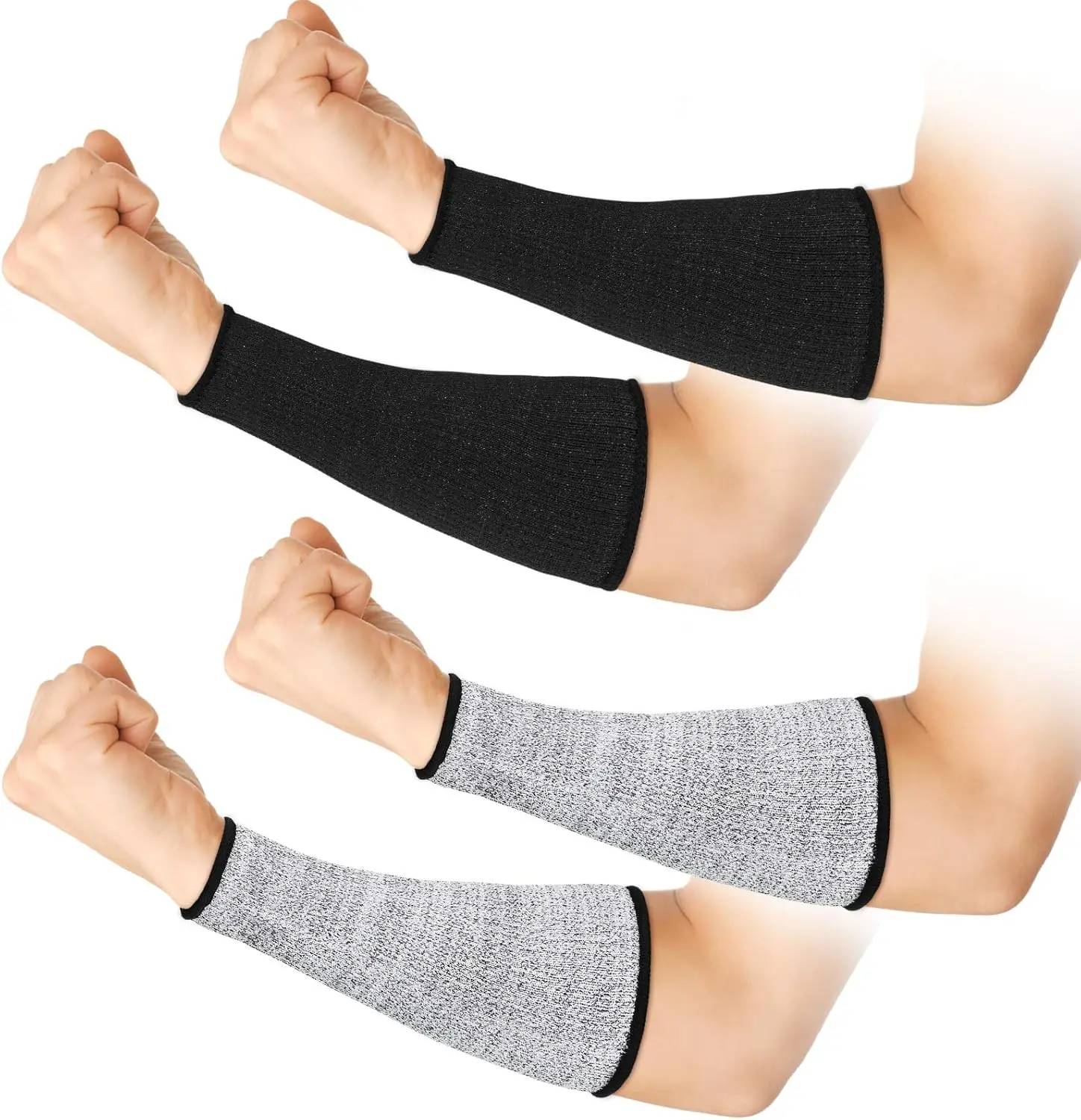 

Cut Resistant Arm Sleeves Level 5 Protection, 2 Pairs Safety Sleeves for Men Women, 8.6x3.7 Inches, Black Gray