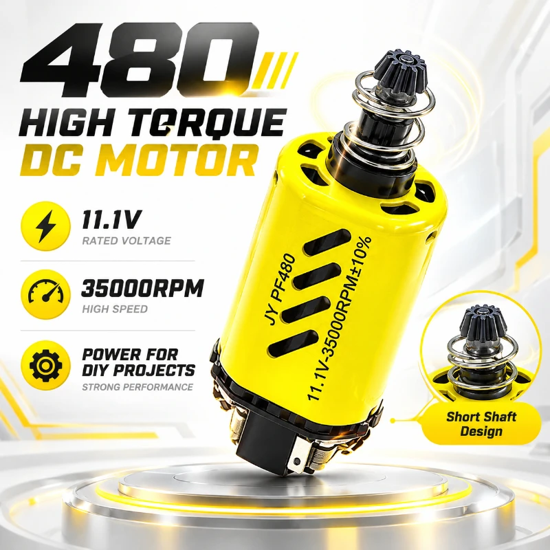 480 Short Shaft High Rotation DC Motor 11.1V 35000RPM Yellow Shell Hobby Model DIY Spare Parts