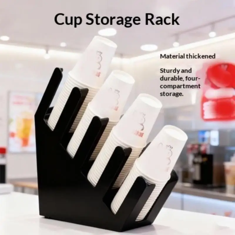 New#Plastic Paper Cup Storage Rack 4 Slots Thickened Sturdy For Coffee Tea Shop Counter Use