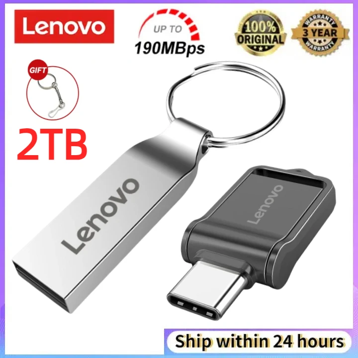 

Lenovo 2TB Flash Drives 3.0 Metal High Speed Pendrive 1TB 512GB Portable Drive Waterproof Memoria Usb Flash Disk TYPE-C Adapter