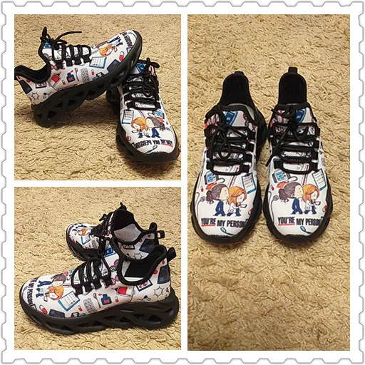 Cute Cartoon Nurse Girl Medical Design Women Lace Up Sneaker Free Mesh Flat Shoes For Ladies Zapatillas Hot 