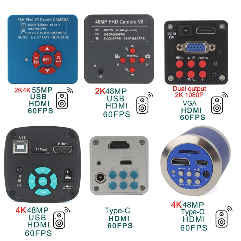 SONY IMX307 48MP 50MP 2K VGA HDMI USB TF 1080P Video Microscope Camera C MOUNT Lens For Phone Tablet PC PCB IC Soldering Repair