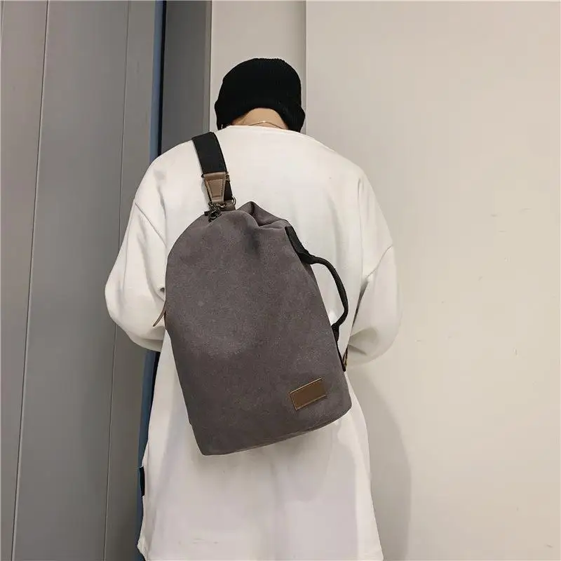 おしゃれな和風キャンバスチェストバッグ-カジュアル通勤-大容量-多機能ハンドバッグ-カップルにも最適