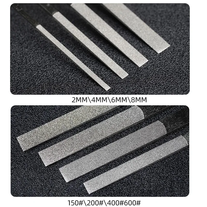 12PCS/set BEST Diamond Tapered Hand file CF-400 Alloy diamond metal mold polishing file 2~8mmThin flat sand file Grit150~600#