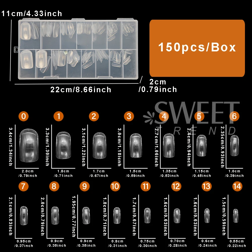 150 pz/scatola Doppio Sistema Unghie Dei Piedi Forme Set Estensione Acrilica Punte False Unghia Del Piede Forme Superiore per Unghie Gel UV Costruzione di Strumenti di Stampo