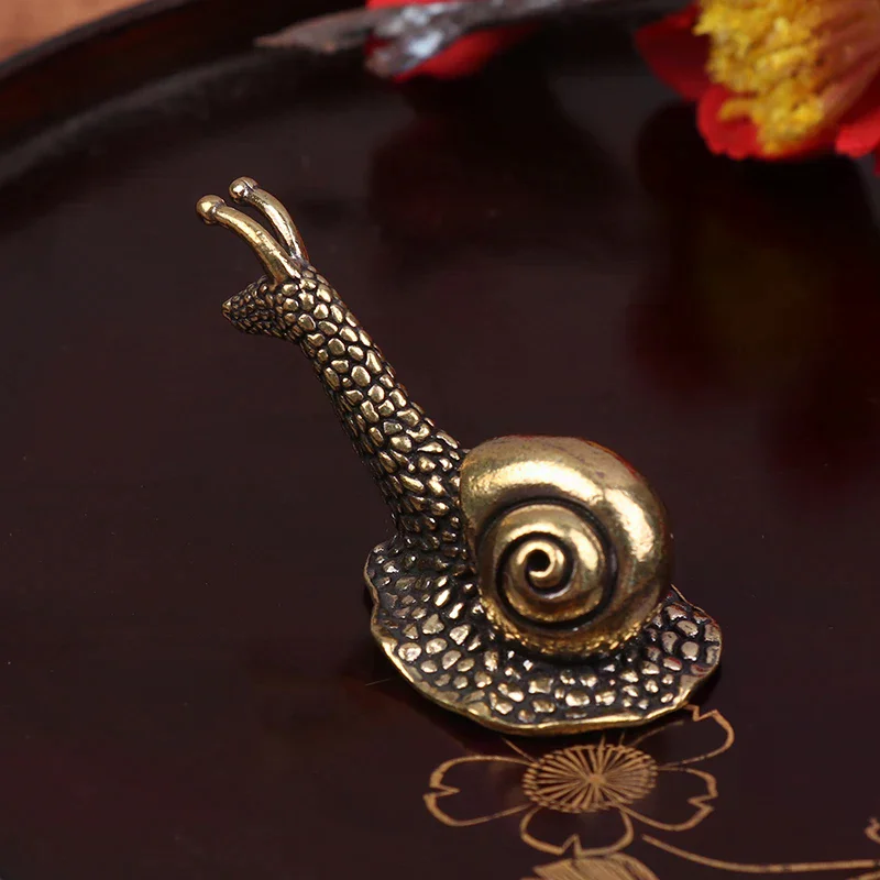 New Retro Pure Copper Mini Snail Ornament Tea Pet Snail Ornament Antique Brass Animal Miniature Figurine Desktop Crafts