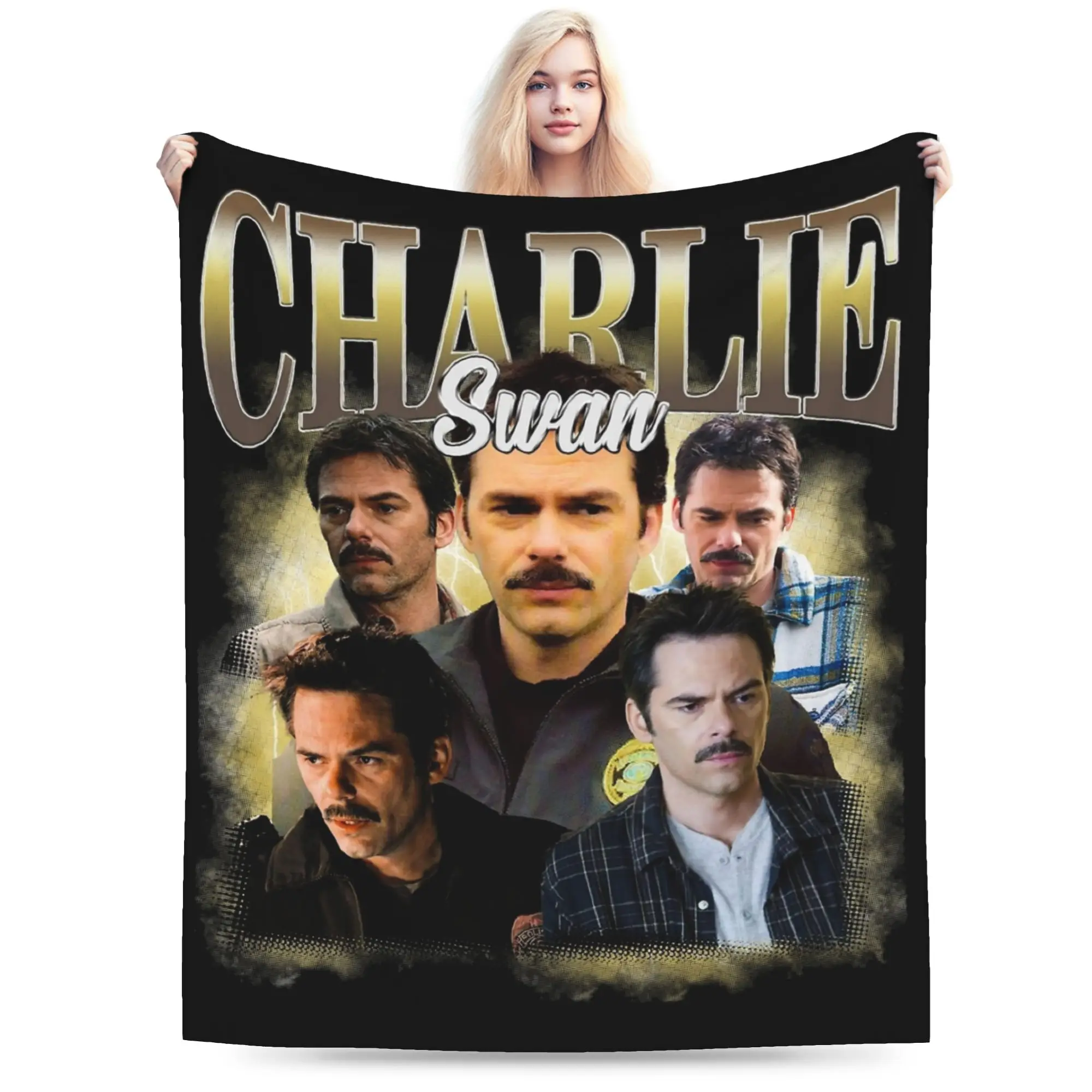 Charlie Swan Twilight Blanket Flannel Spring/Autumn  Multi-function Lightweight Thin Throw Blanket for Sofa Outdoor Quilt