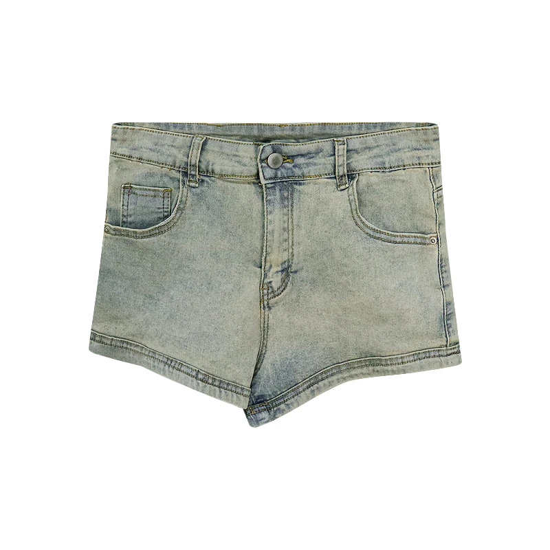 American Spice Girls Denim Shorts Women Design Pockets High Waist Stretch Slim Zipper Straight a-line Super Short Hot Pants