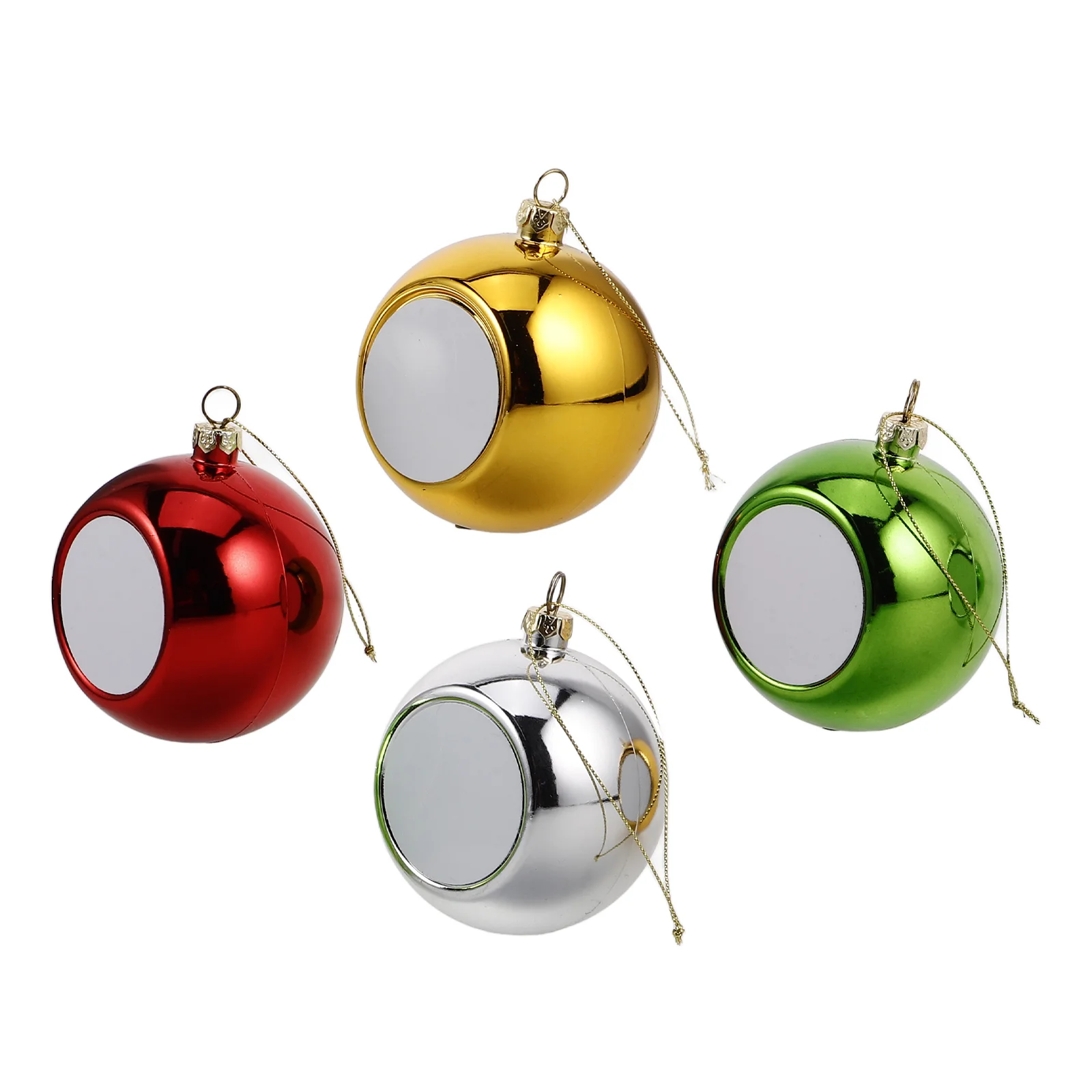 4 Pcs Christmas Tree Pendant Outdoor Decor Photo Frame Baubles Plastic Balls with Sublimation Ornaments Hanging Family