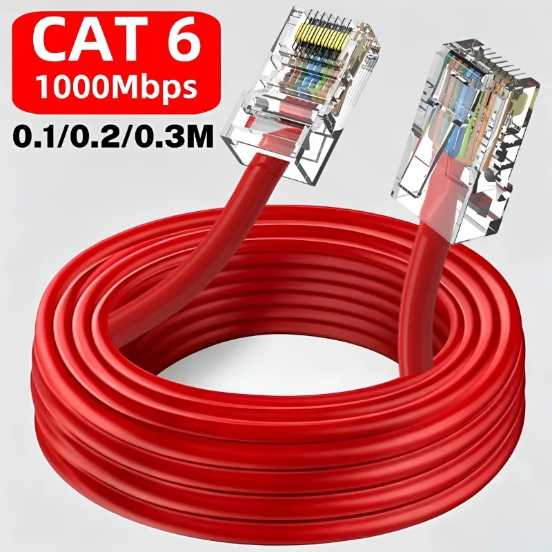 0.1M/0.2M/0.3M Cat 6A Flat Ethernet Cable UTP 1000Mbps RJ45 Network for Nas Laptop Router PC Router for PS5 PC 4 3 Xbox Modem