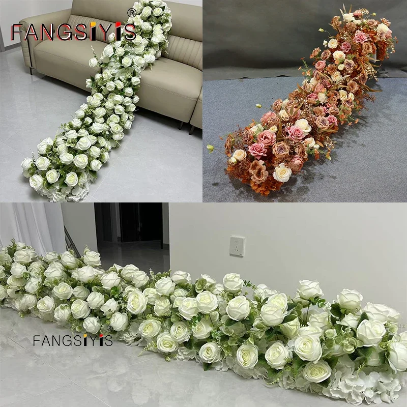 

2/1m/50cm Artificial Flower Strip Arrangement Wedding Table Runner Floral Party Backdrop Decor Props Arch Window Display Flowers