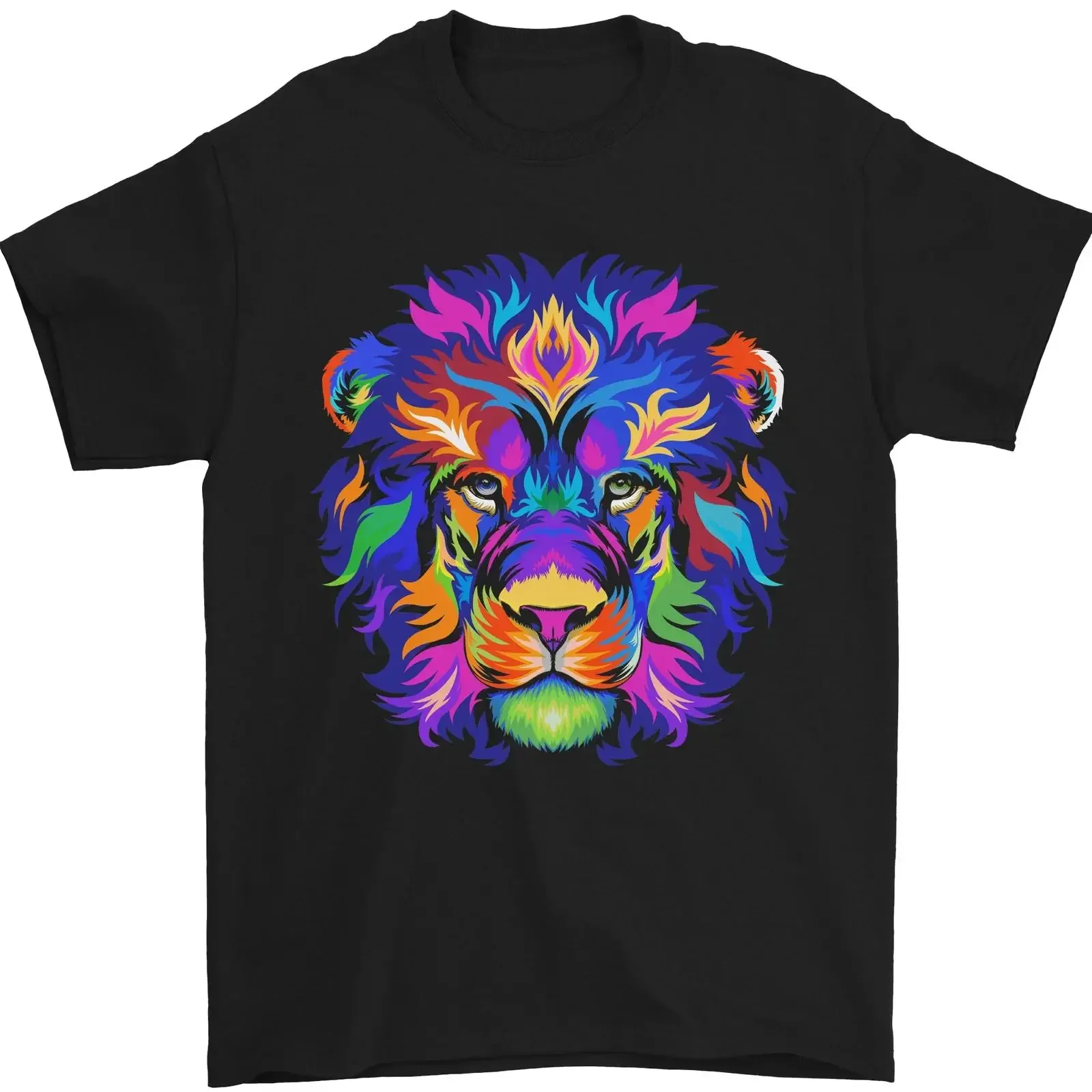 A Colourful Lion Mens T Shirt 100 Cotton vintage Washed Slightly designer clothes graphic Soft homme Top For Everyday Wear