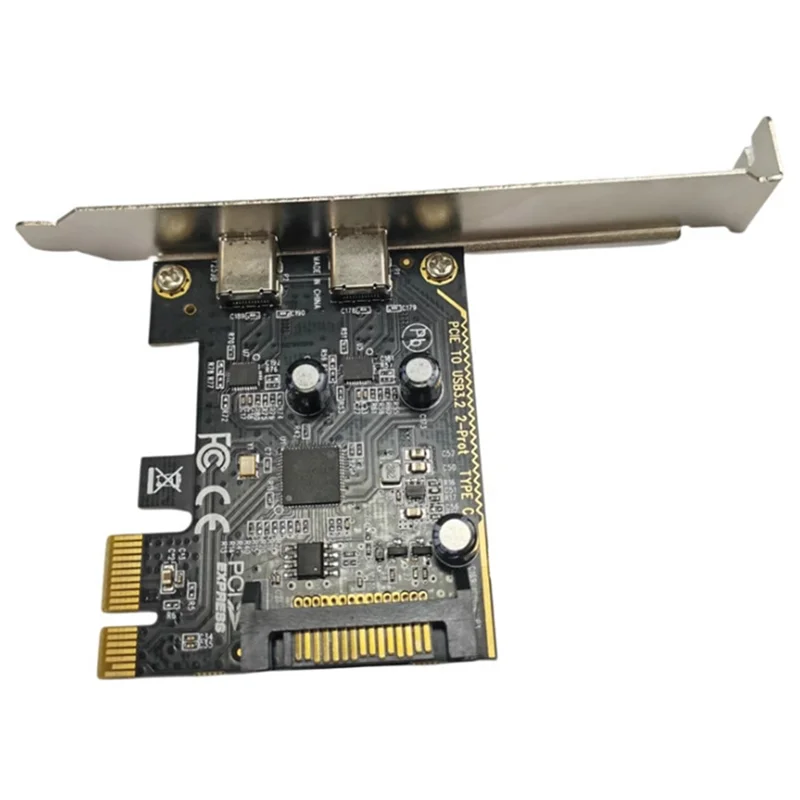 New!!PCIE To Dual Type C Expansion Card PCI-E X1 To 2-Port TYPE-C USB 3.2 GEN1 5Gbps Convert Card ASM1042 Chip For Desktop