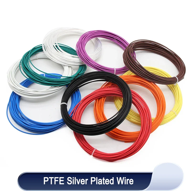 5/10m PTFE Wire Silver Plated High Purity OFC AWG30~10 Electronic Signal Copper HiFi Audio Speaker Headphone Cable DIY