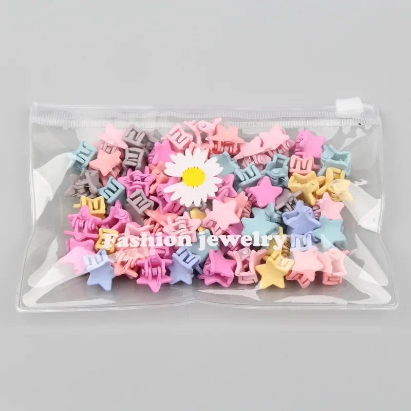 30Pcs/Bag Mini Cute Hair Claws Clips For Girls Baby Colorful Hairpin Cartoon Rabbit Flower Crown Star Hair Clips Children Clamp