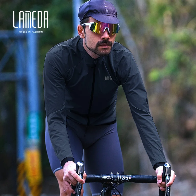 Lameda Windproof Cycling Clothes Breathable Spring Autumn Bike Tops Cycling Long-sleeved Jersey With Pockets