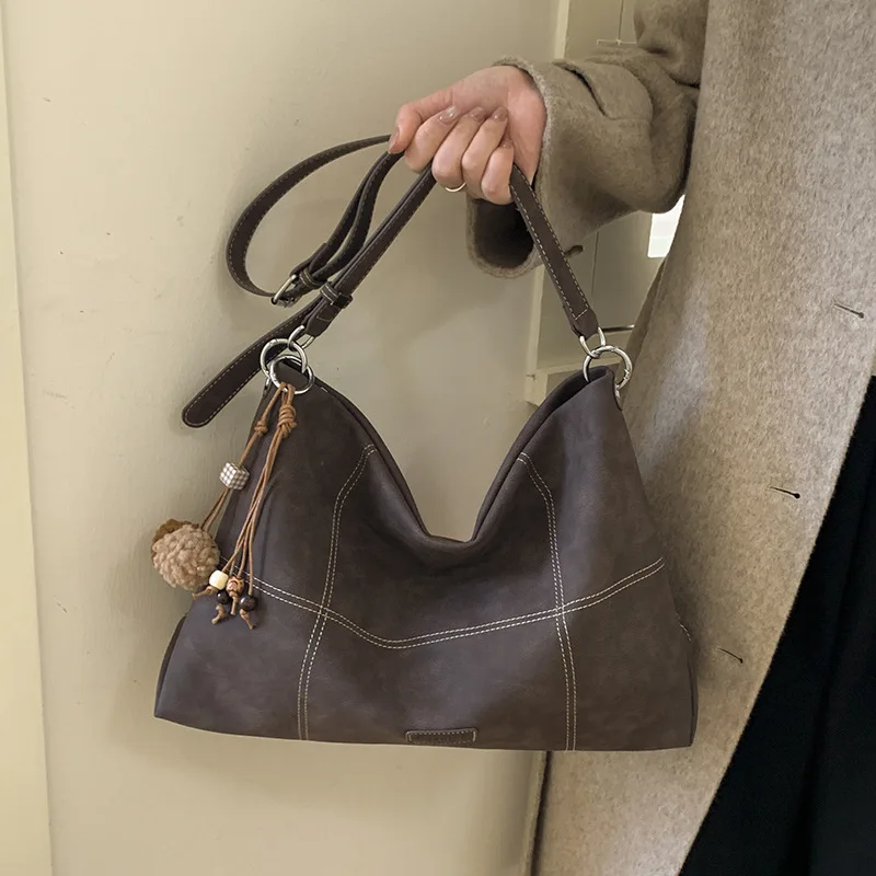 

New Large Capacity High-grade Sense Niche Wear-resistant Shoulder Bag Women's High-value Casual Simple PU Work Commuter Bag