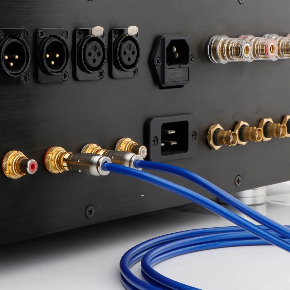 OCC الفضة تصفيح كابل الربط ، 1.5 متر ، ليتون RCA التوصيل ، إشارة Clitz اقناع ، الأزرق نفس نمط مذكرة الصوت ، Hifi الصوت OCC