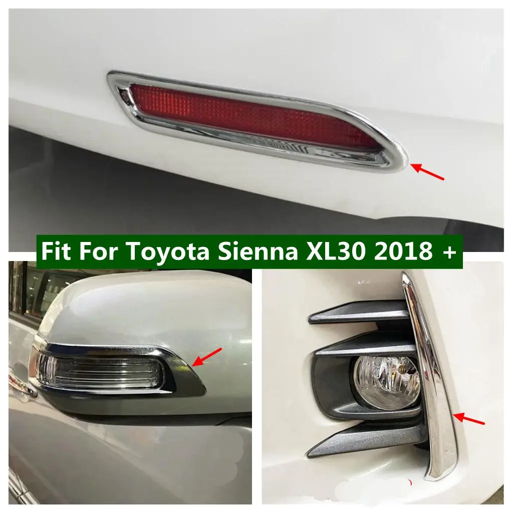 

Chrome Front Rear Fog Light Lamp Eyelid Eyebrow / Rearview Mirror Decoration Strip Cover Trim For Toyota Sienna XL30 2011 - 2020