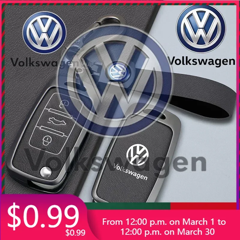 

For VW Volkswagen Car Sticker Leather Car Flip Key Case Cover Shell For Volkswagen VW Polo Golf Passat Tiguan Beetle Caddy
