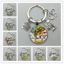 New house villa key chain, beautiful house key chain by the sea, new house jewelry gift key chain car bag key chain брелок