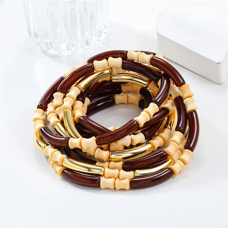 3Pcs/set New Geometric Vintage Bracelet Set for Women Bamboo Shaped Fashion Gold Color Mosquito Repellent Bracelet Jewelry Gift