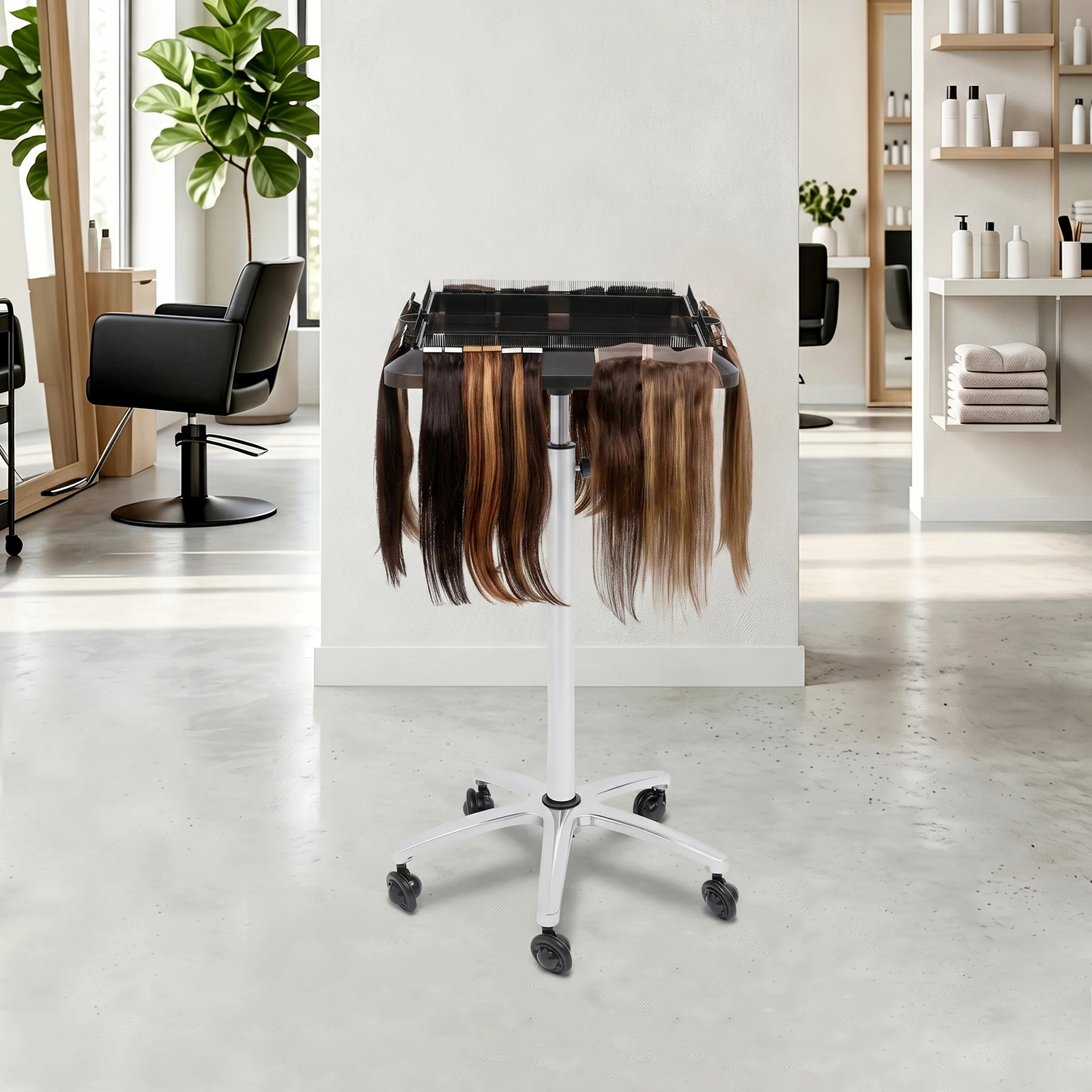 Wig Support Removable Hair Extension Tool Tray, Hair Extension Tool Tray Cart, Hair Wig Holder Cart Adjustable Height