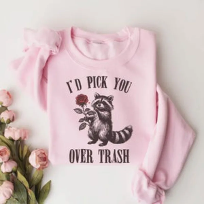 

Retro Style Pullover Raccoon Valentine's Day Jumper Hoodies Women Clothing Hot Sale Cozy Pullover Sweatshirt Casual Hoodies