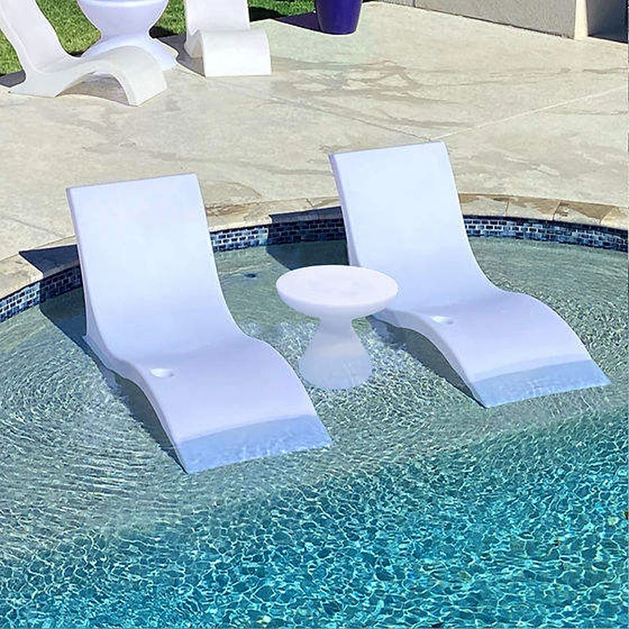 Outdoor Pool Lounger Deck Lounge Chair Swimming Pool Garden Reclining Chair in Water Chaise Ledge Pool Sun Lounger