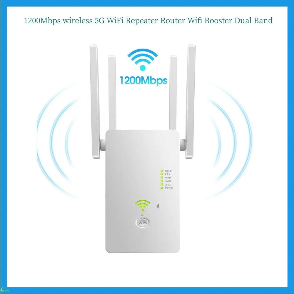 

US PLUG 1200Mbps wireless 5G WiFi Repeater Router Wifi Booster Dual Band Long Range Extender 5Ghz Wi-Fi Signal Amplifier Repeat