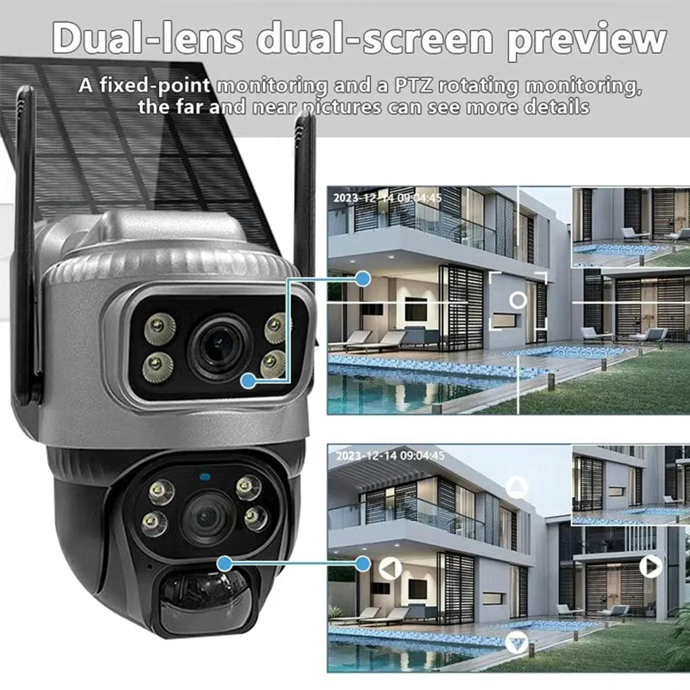 4G Solar Camera Outdoor PIR Human Detection Night Vision Waterproof Security Video IP Camara 8MP 4K Battery CCTV Monitor