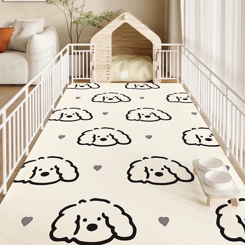 Pet Floor Mat Waterproof Urine-proof Leather Carpet Cute Cartoon Style Wear-resistant Scratch-resistant Rug Easy To Clean Mats