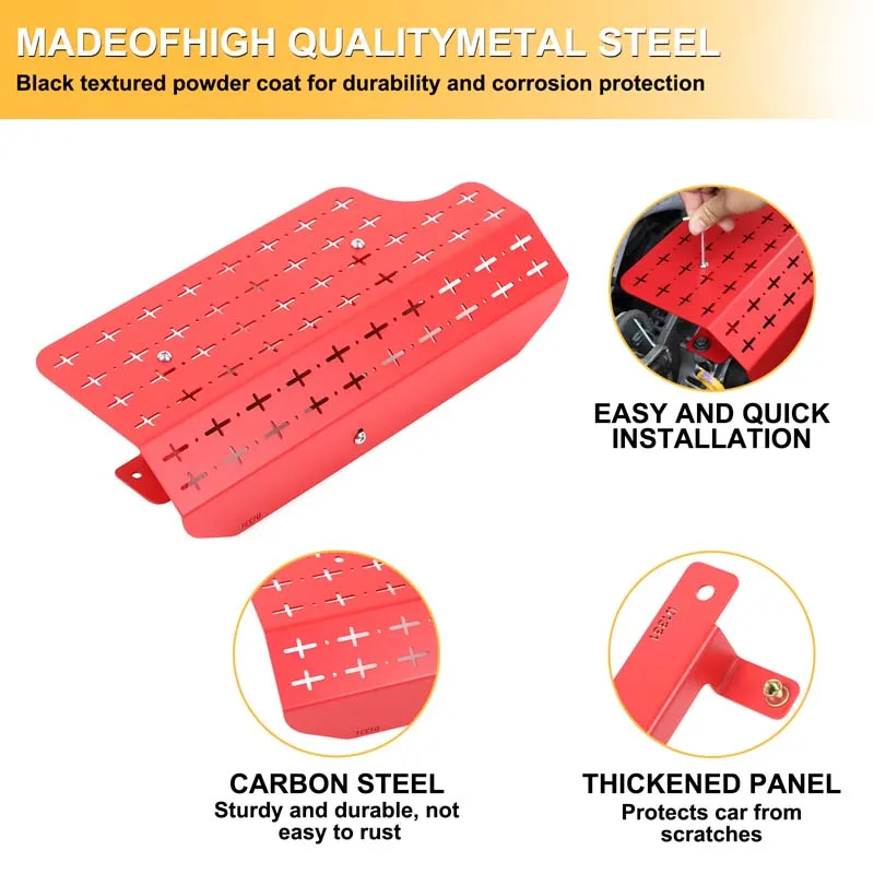 Fit for 22+ Subaru WRX/Levorg Hood Engine Radiator Cap Protection Cover Carbon Steel + Aluminum Alloy, Red, black 1-Piece Set
