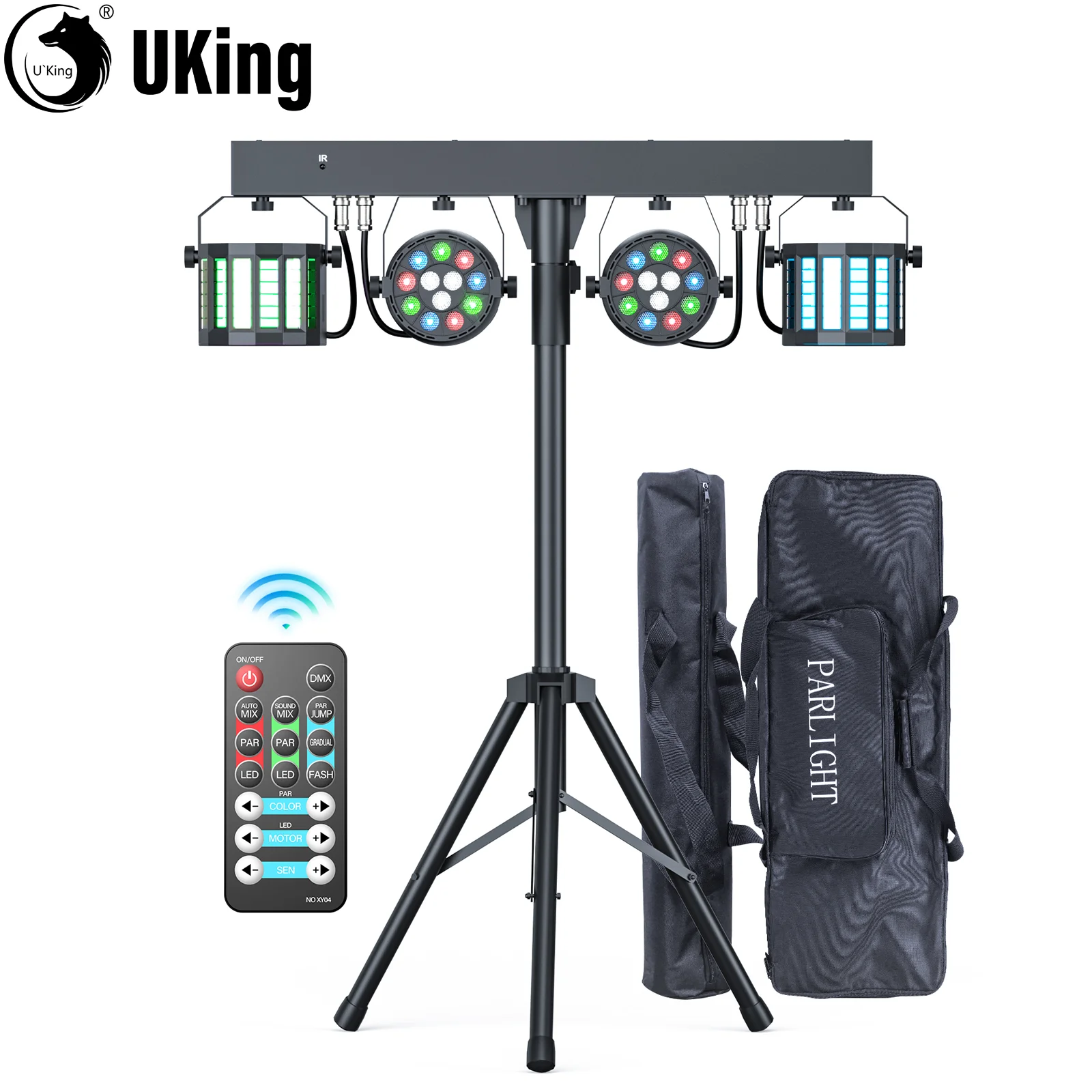 Комбинированный кронштейн U`King Par Lights с сумкой 4IN1 RGBW, светодиодные стробоскопы, сценические огни для DJ, дискотеки, концерта, свадьбы, вечеринки