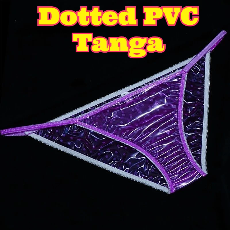 Womens Dotted Low Waist Thin Strap Tanga Transparent Wrap Hip Waterproof See Through Underwear Ultra Sexy Perspective Plastic