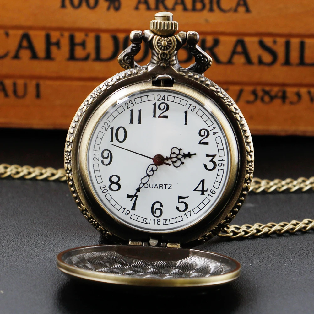 Personalised Vintage Quartz Pocket Watches For Men Friends Casual Retro Necklace Chain Clock reloj de bolsillo