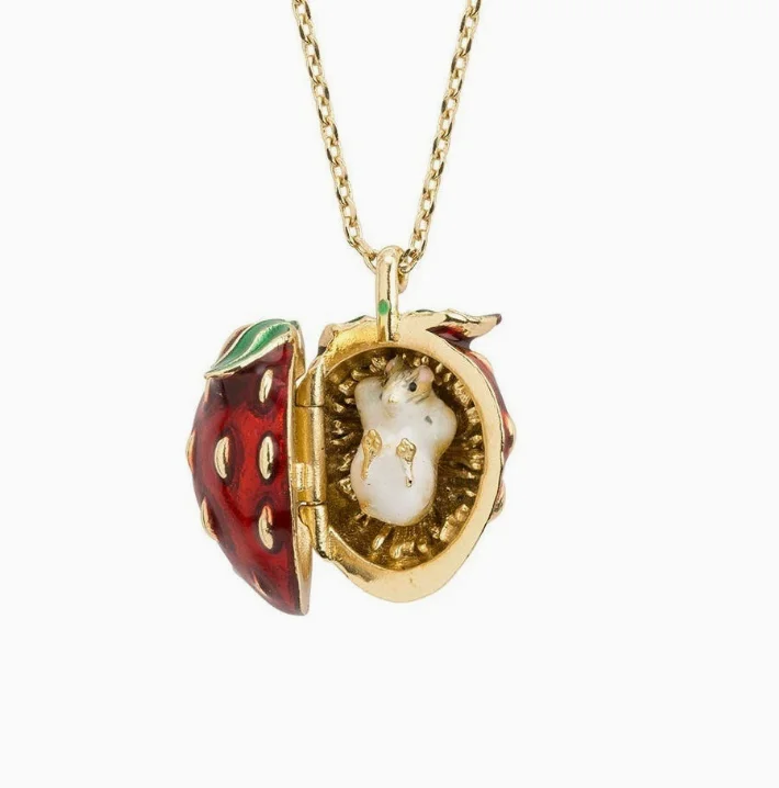New Fruit Easter Egg Necklace Opening and Closing Animal Easter Egg Necklace Strawberry Regular Box Pendant Necklace Gifts image 3
