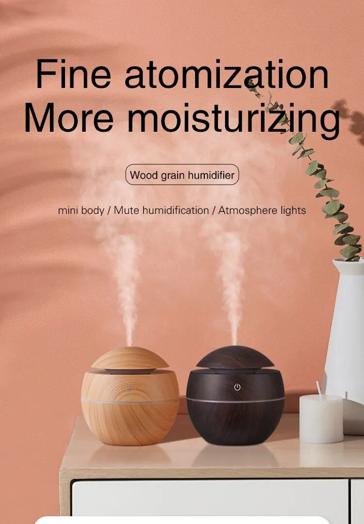 Humidifier Electric Air Aroma Diffuser Wood Ultrasonic Air Humidifier Essential Oil Aromatherapy Cool Mist Maker for Bedroom