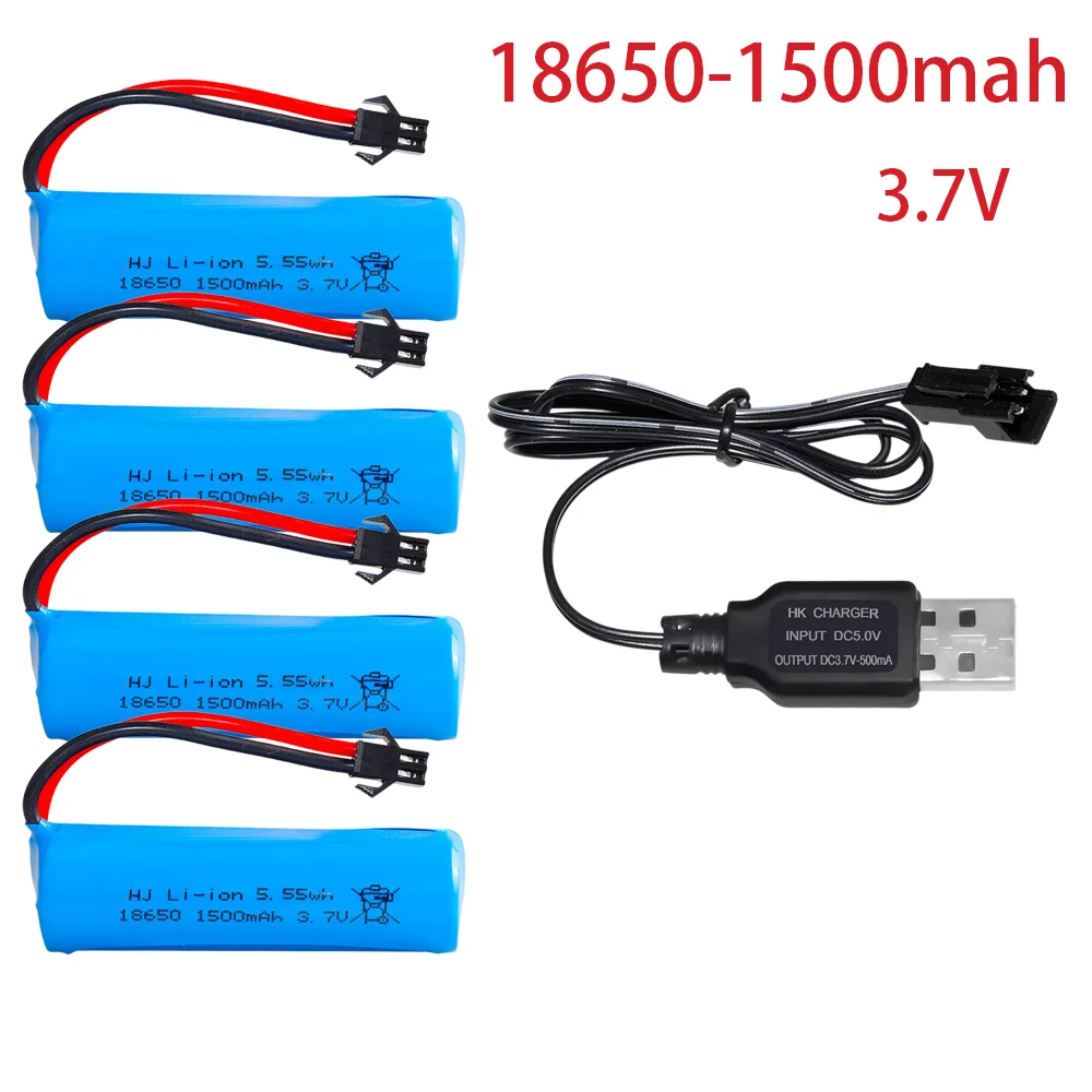 3.7V 1500mAh 18650 Li‑ion Battery SM Plug USB Charger Optional for Q85 Q70 RC Helicopter Airplane Car Boat Toy Replacement Parts