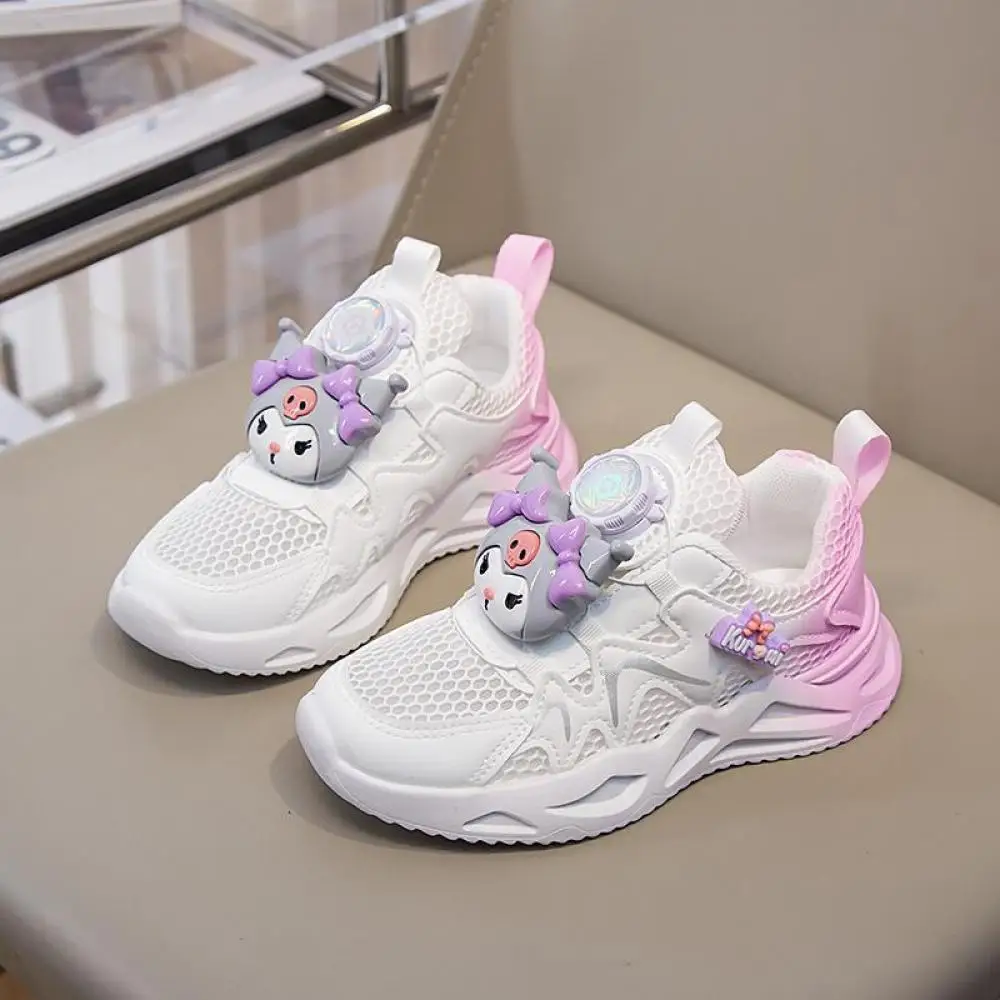 Kuromi Hello Kitty Girls Sneakers My Melody Cinnamoroll Sanrio Children's Breathable Lightweight Soft Sports Casual Mesh Shoes25