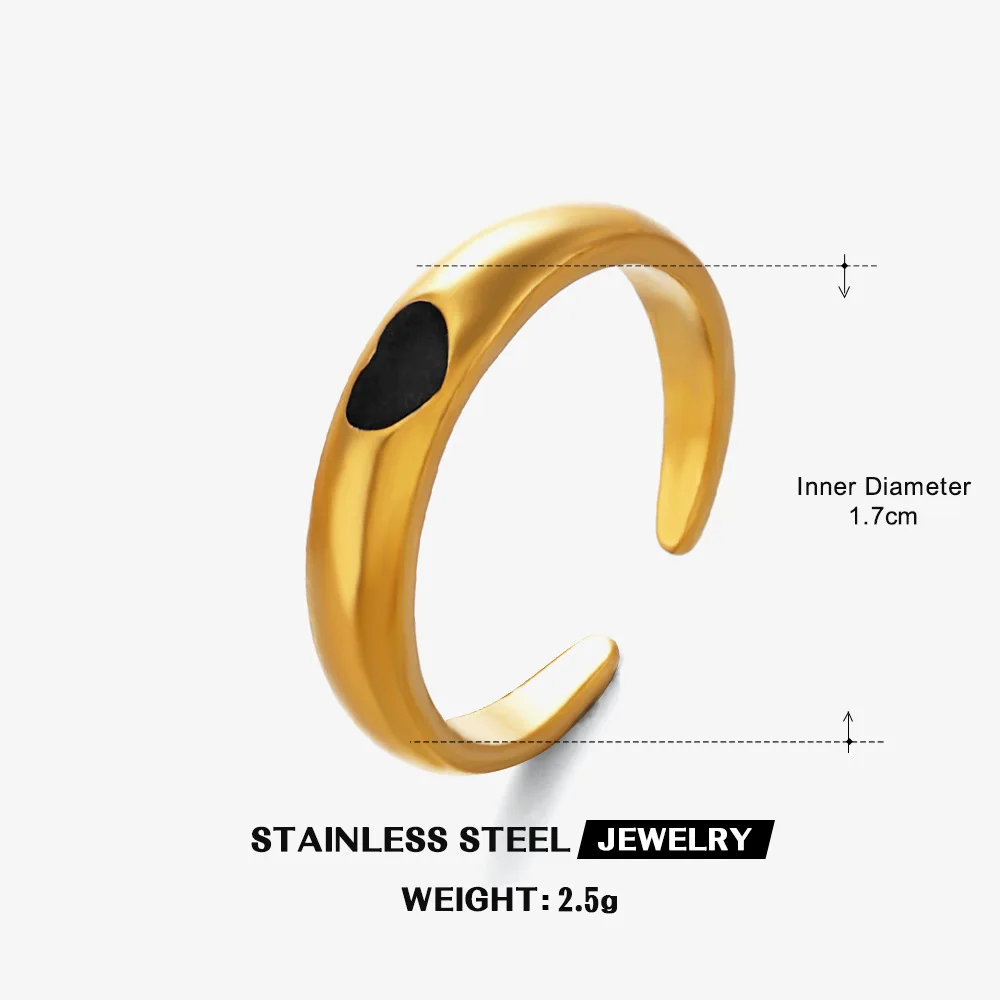 Simple Drip Glue Love Ring Personality Vintage Jewelry For Women Gold Color Stainless Steel Open Rings Girls Gift