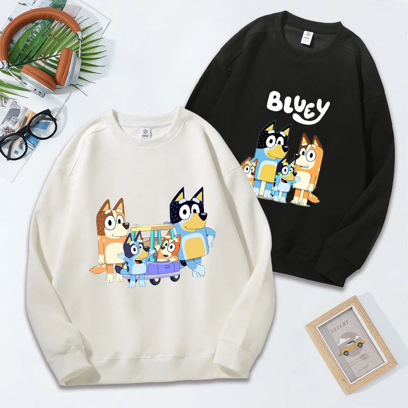 Bluey Sweatshirt Round Neck Bingo Bandit Chilli Heeler Family Spring Autumn Pullover Cotton Long Sleeve Men Women Adult Clothing